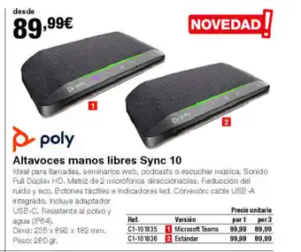 Staples Kalamazoo Altavoces manos libres Sync 10 oferta