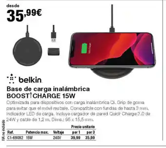 Staples Kalamazoo Base de carga inalámbrica BOOST CHARGE 15W oferta