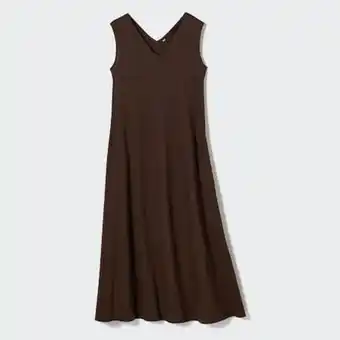 Uniqlo Vestido algodón mercerizado cuello pico oferta