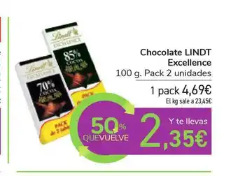 Carrefour Lindt Chocolate Excellence 100g pack 2 unidades oferta