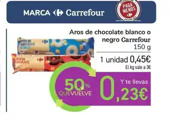 Carrefour Aros De Chocolate Blanco O Negro Carrefour 150g oferta