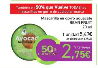 Carrefour Bear Fruit Mascarilla En Gorro Aguacate 20ml oferta