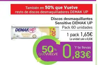 Carrefour Demak Up Discos Desmaquillantes Sensitive pack 60 unidades oferta