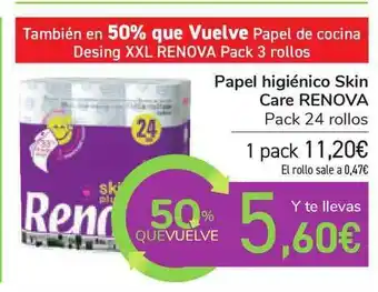 Carrefour Renova Papel Higiénico Skin Care pack 24 rollos oferta
