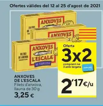 Caprabo Anxoves De L'escala Filets D'anxova Llauna 30g oferta
