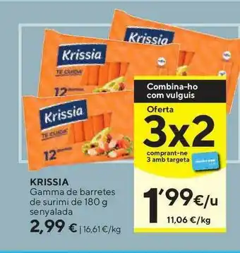 Caprabo Krissia Gamma De Barretes De Surimi Senyalada 180g oferta