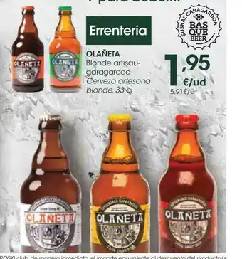 Eroski Olañeta Cerveza Artesana Blonde 33cl oferta