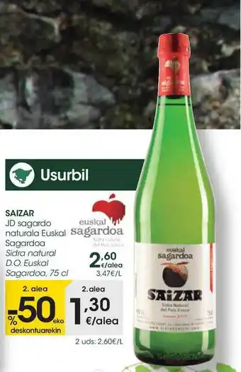 Eroski Saizar Jd Sidra Natural D.o. Euskal Sagardoa 75cl oferta