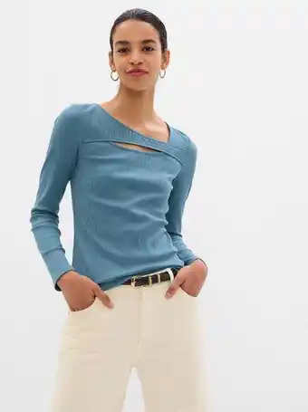 GAP Mujer | blusa cruzada de canalé oferta
