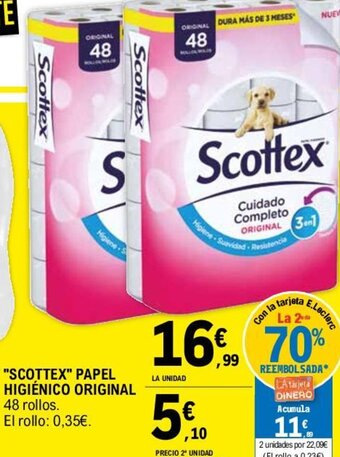 E.Leclerc "SCOTTEX" PAPEL HIGIÉNICO ORIGINAL oferta