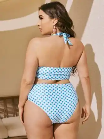 Shein Bikinis de talla grande nudo guingán casual oferta