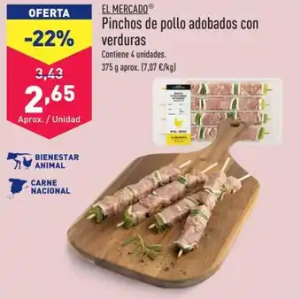 ALDI Pinchos de pollo adobados con verduras oferta