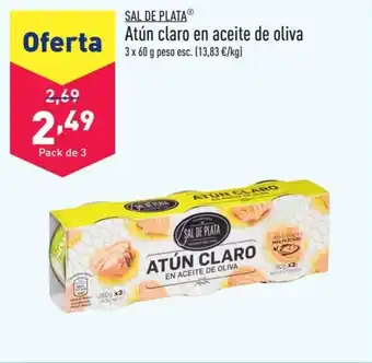 ALDI Atún claro en aceite de oliva 3 x 60 g peso esc. (13,83 €/kg) oferta