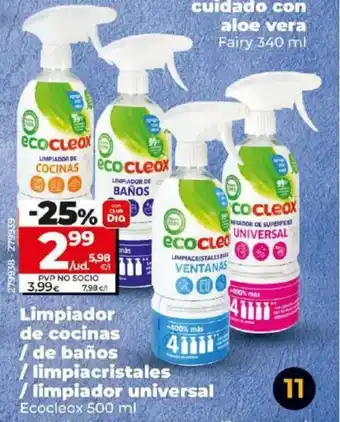 Dia Limpiador de cocinas /de baños /limpiacristales /limpiador universal Ecocleox 500 ml oferta
