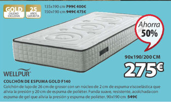 JYSK Wellpur Colchón De Espuma Gold F140 oferta