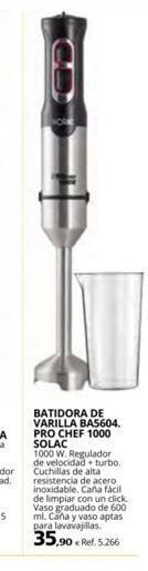 Coferdroza Batidora de varilla ba5604. pro chef 1000 solac 1000 w. regulador de velocidad + turbo. cuchillas de alta resistencia de ace oferta