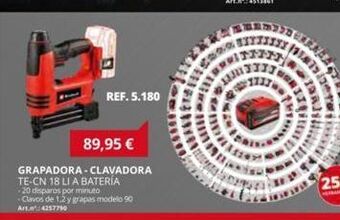 Coferdroza Ref.5.180 89,95 € grapadora-clavadora te-cn 18 li a batería -20 disparos por minuto clavos de 1,2 y grapas modelo 90 art.n oferta
