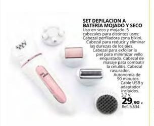 Coferdroza Set depilacion a batería mojado y seco uso en seco y mojado. 5 cabezales para distintos usos: cabezal perfiladora zona bikini oferta