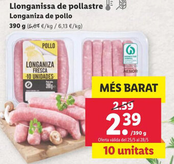 Lidl Llonganissa de pollastre Longaniza de pollo oferta
