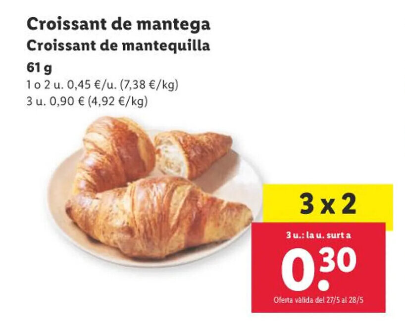 Lidl Croissant de mantega oferta