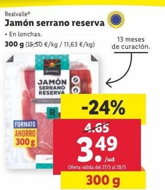Lidl Jamón serrano realvalle oferta