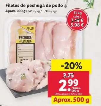 Lidl Filetes de pollo oferta
