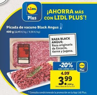 Lidl Carne picada de vacuno black angus oferta