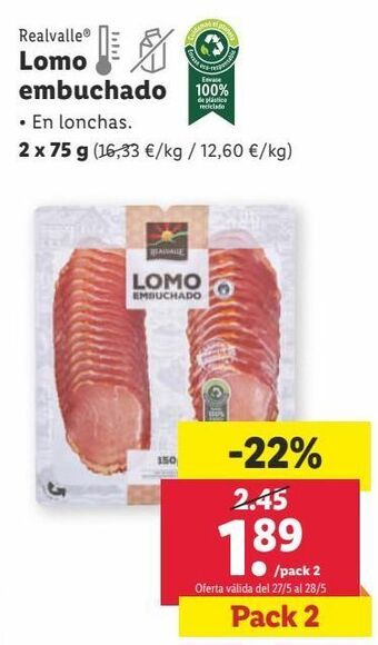 Lidl Lomo embuchado realvalle oferta