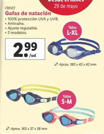 Lidl Gafas de natación crivit oferta