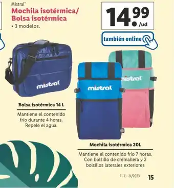 Lidl Mochila isotérmica/ Bolsa isotérmica oferta