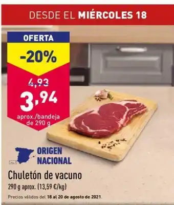 ALDI Chuletón de vacuno 290 g aprox oferta