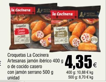 FROIZ Croquetas La Cocinera Artesanas jamón ibérico 400 g o de cocido casero con jamón serrano 500 g unidad oferta