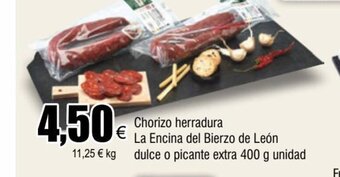 FROIZ Chorizo herradura La Encina del Bierzo de León dulce o picante extra 400 g unidad oferta