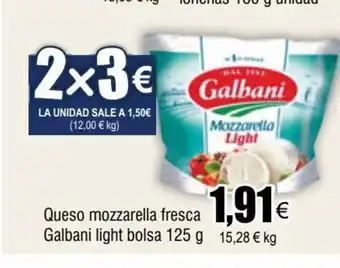 FROIZ Queso mozzarella fresca Galbani light bolsa 125 g 15,28 € kg oferta
