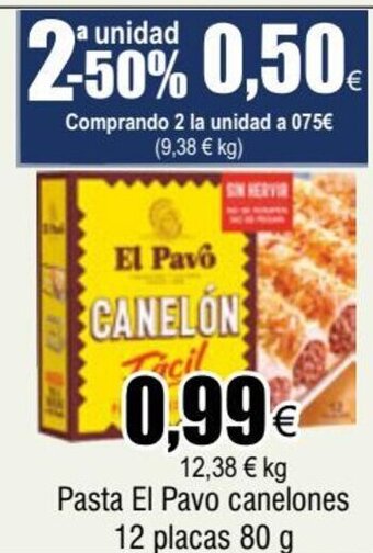FROIZ Pasta El Pavo canelones 12 placas 80 g oferta