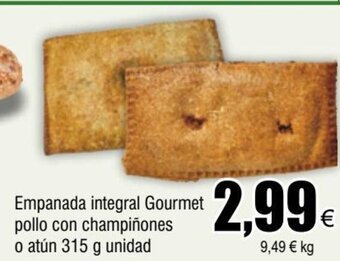 FROIZ Empanada integral Gourmet pollo con champiñones o atún 315 g unidad oferta