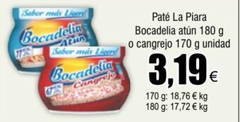 FROIZ Paté La Piara Bocadelia atún 180 g o cangrejo 170 g unidad oferta