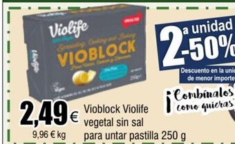 FROIZ Vioblock Violife vegetal sin sal para untar pastilla 250 g oferta