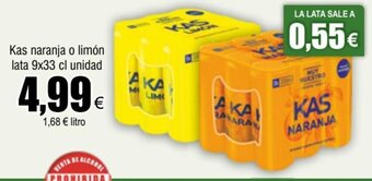 FROIZ Kas naranja o limón lata 9x33 cl unidad oferta