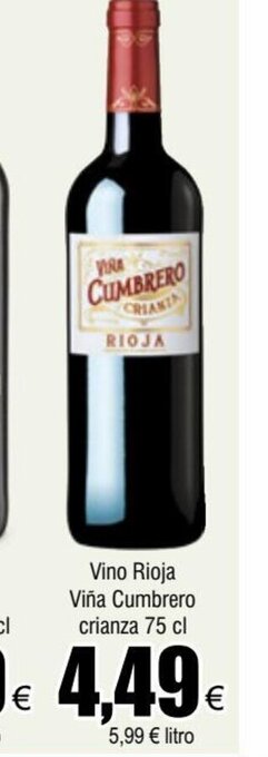 FROIZ Vino Rioja Viña Cumbrero crianza 75 cl oferta