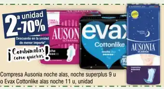 FROIZ Compresa Ausonia noche alas, noche superplus 9 u 1o Evax Cottonlike alas noche 11 u, unidad oferta