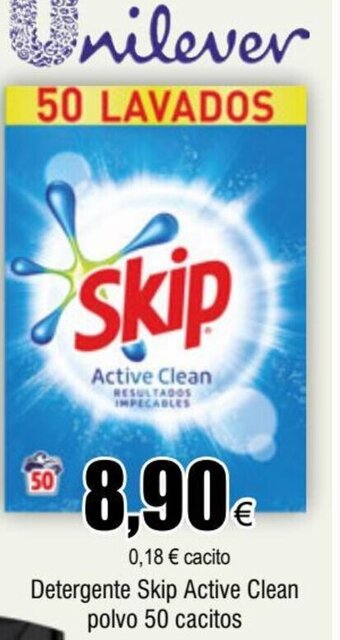 FROIZ Detergente Skip Active Clean polvo 50 cacitos oferta