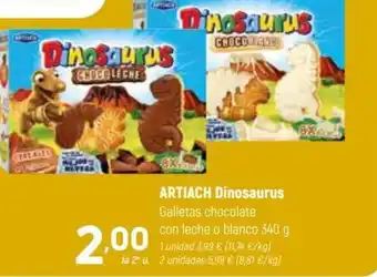 Coviran ARTIACH Dinosaurus Galletas chocolate con leche o blanco 340 g oferta