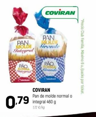 Coviran COVIRAN Pan de molde normal o integral 460 g oferta