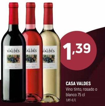 Coviran CASA VALDES Vino tinto, rosado o blanco 75 cl oferta