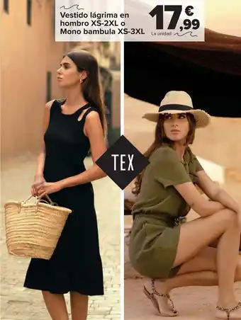 Carrefour Vestido lágrima en hombro o mono bambula oferta