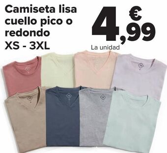 Carrefour Camiseta lisa cuello pico o redondo oferta