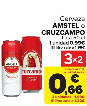 Carrefour Cerveza amstel o cruzcampo oferta