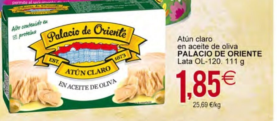 Plenus Supermercados Atún claro en aceite de oliva PALACIO DE ORIENTE Lata OL-120. 111 g oferta