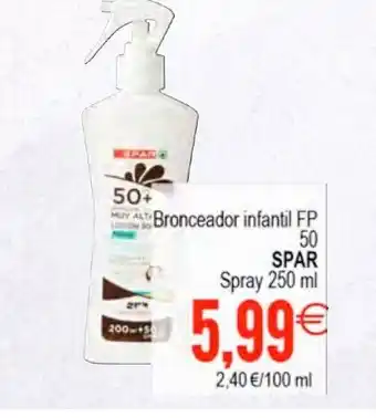 Plenus Supermercados Bronceador infantil FP 50 SPAR Spray 250 ml oferta